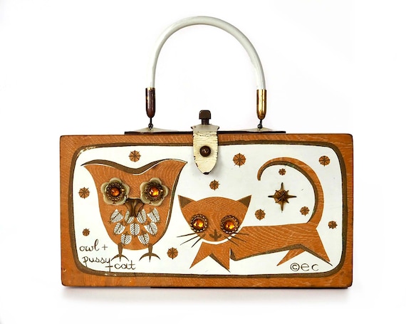 Enid Collins of Texas 1965 "owl + pussycat" box ba