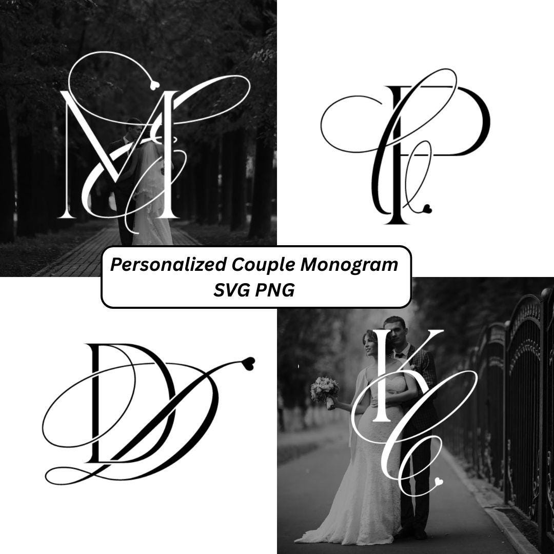 Custom Wedding Monogram Logo SVG PNG | Luxury Calligraphy Initials ...
