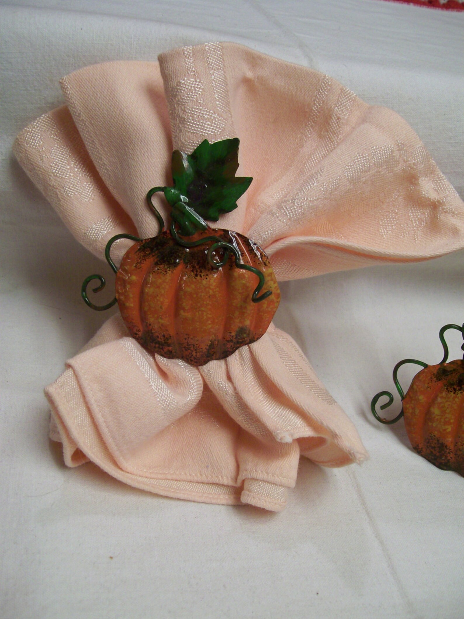 Pumpkin Napkin Rings Lot of 4 Metal Vintage Decorative Napkin Etsy