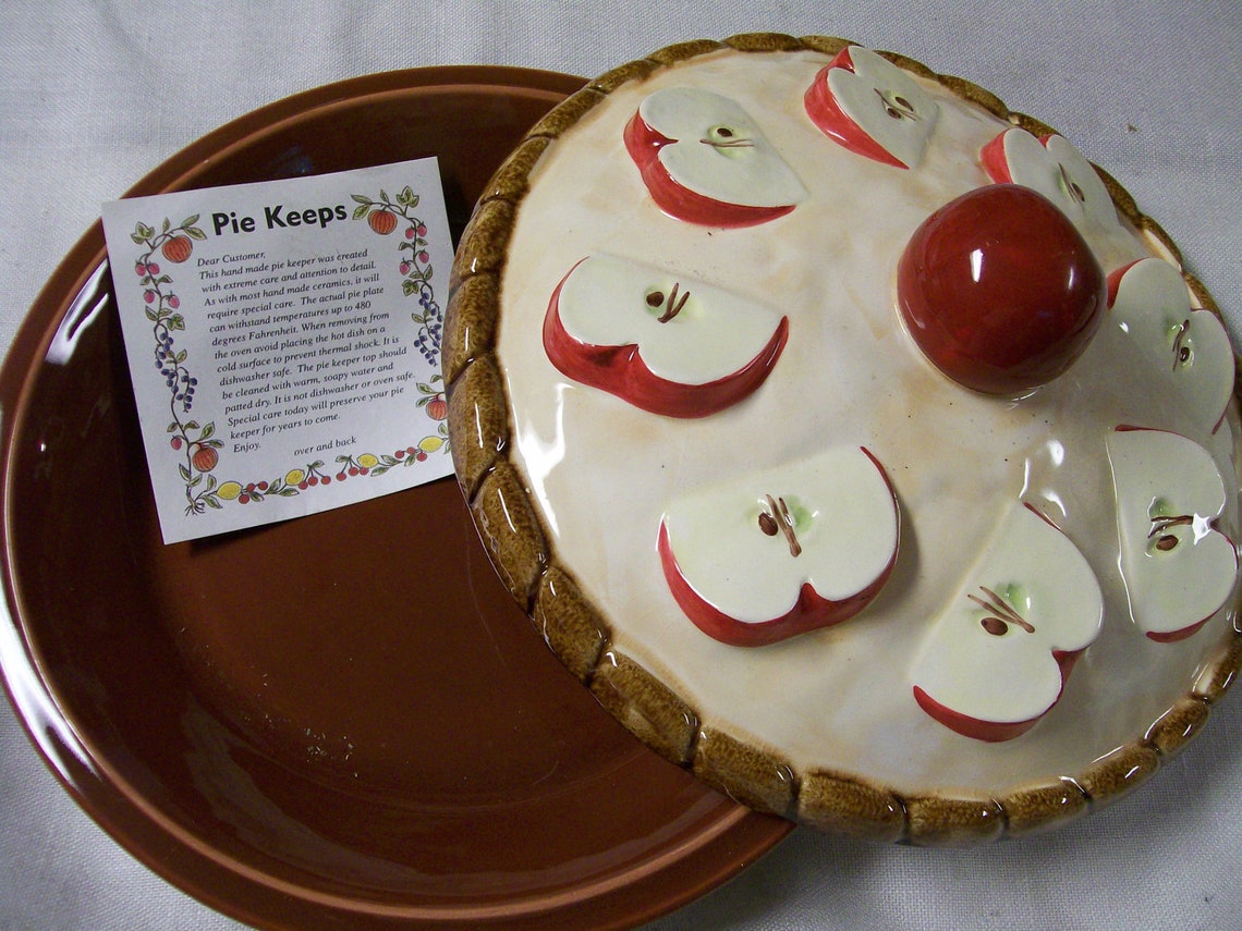 Vintage APPLE PIE Keeper 2pc Covered Pie Dish Pie Plate Etsy
