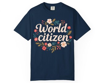 Camiseta con corona floral de Ciudadano del Mundo / Orgullo por la Tierra, flores en tonos pastel