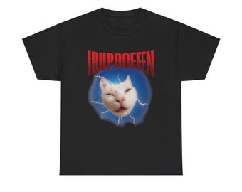 Ibuprofen Cat Tee | Funny Screaming Cat, Lightning Graphic