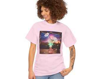 Wine Lover Gift T-Shirt | Night Market Fairy Lights, Sunset Vibes