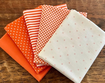 5 Piece Fat Quarter Bundle Orange Basics Riley Blake 100% Cotton