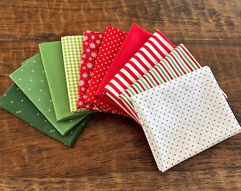 10 Piece Fat Quarter Bundle Christmas Basics Riley Blake 100% Cotton