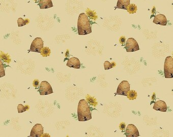 Honey Bees And Flowers Please Bees Beehives by Tara Reed for Riley Blake 100% Cotton