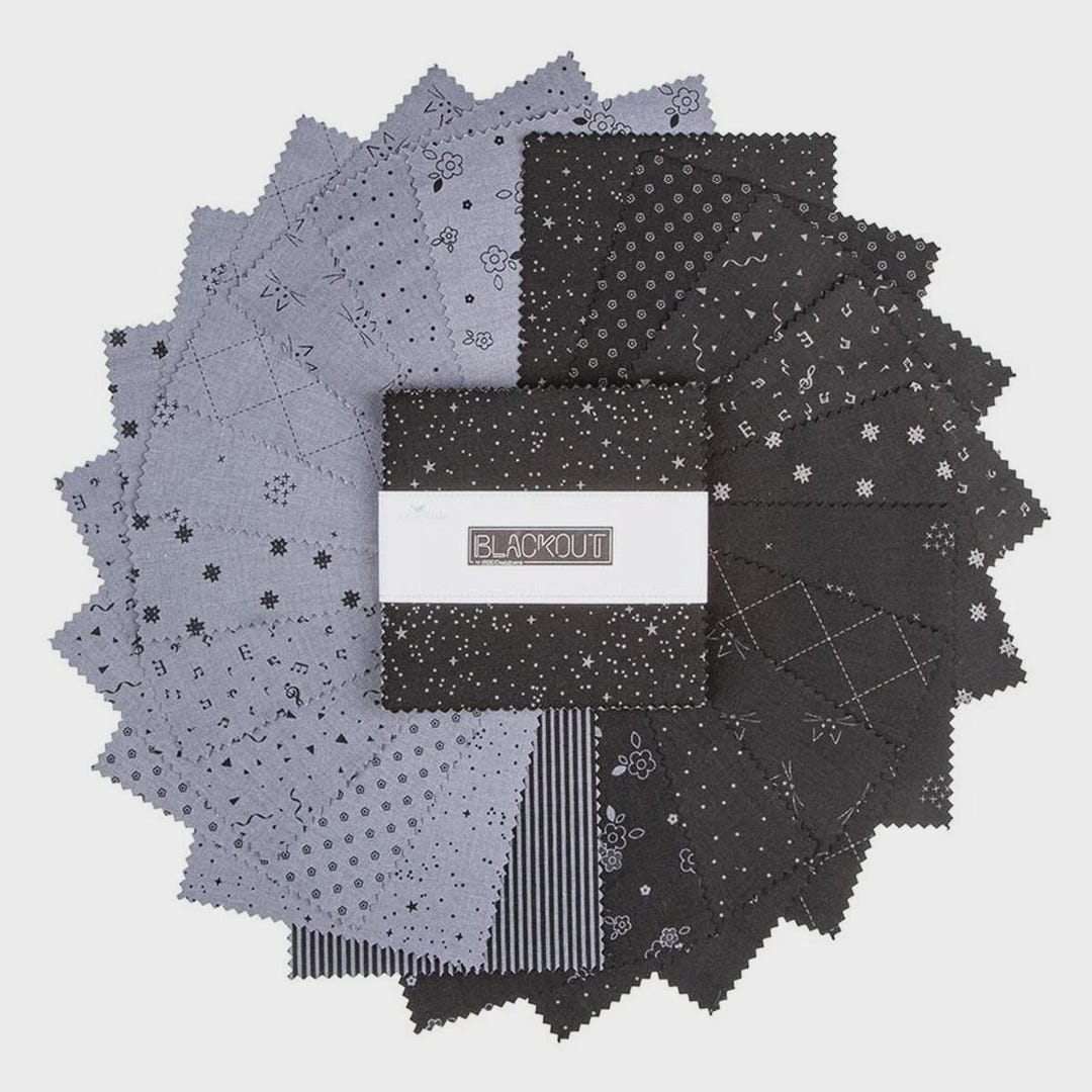 Charm Pack 5" Squares Blackout by the Riley Blake Designers 100% Cotton ...