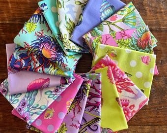 15 Piece Fat Quarter Bundle Floral Reef by Tula Pink For Free Spirit Fabrics 100% Cotton