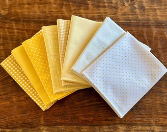 8 Piece Fat Quarter Bundle Yellow Basics Riley Blake 100% Cotton