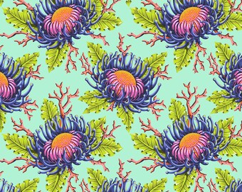 Floral Reef Friends & Anemones Seafoam by Tula Pink for Free Spirit Fabrics 100% Cotton