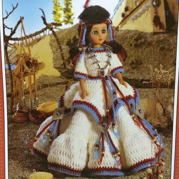 Indian native aboriginal first nations Princess crochet pattern Dress for 15" ' Doll