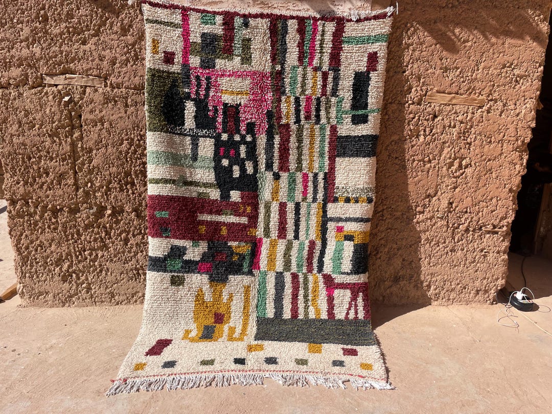 Handmade Colorful Wool Bohemian Rug: Unique Boho Shag Area Rug - Etsy