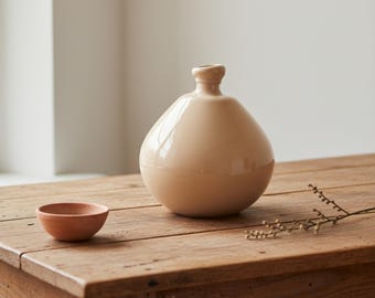 Cream Ceramic Vase: Carved Stripe Accent - Modern Minimalist Decor