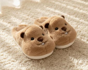 Fluffy Hamster Slippers – Warm, Soft & Adorably Cozy