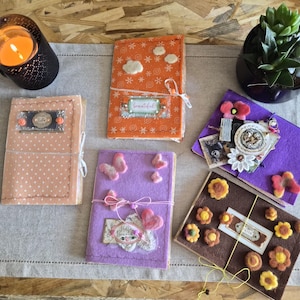 Filtblock – 5 designer att välja mellan – Handgjord blockbok – Skräpjournal