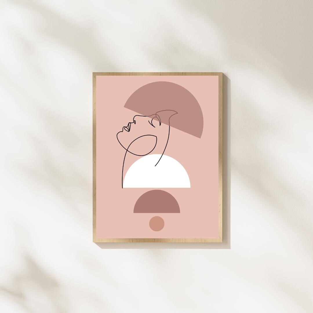 Abstract Face Line Art Print | Minimalist Woman Wall Art | Boho Neutral ...