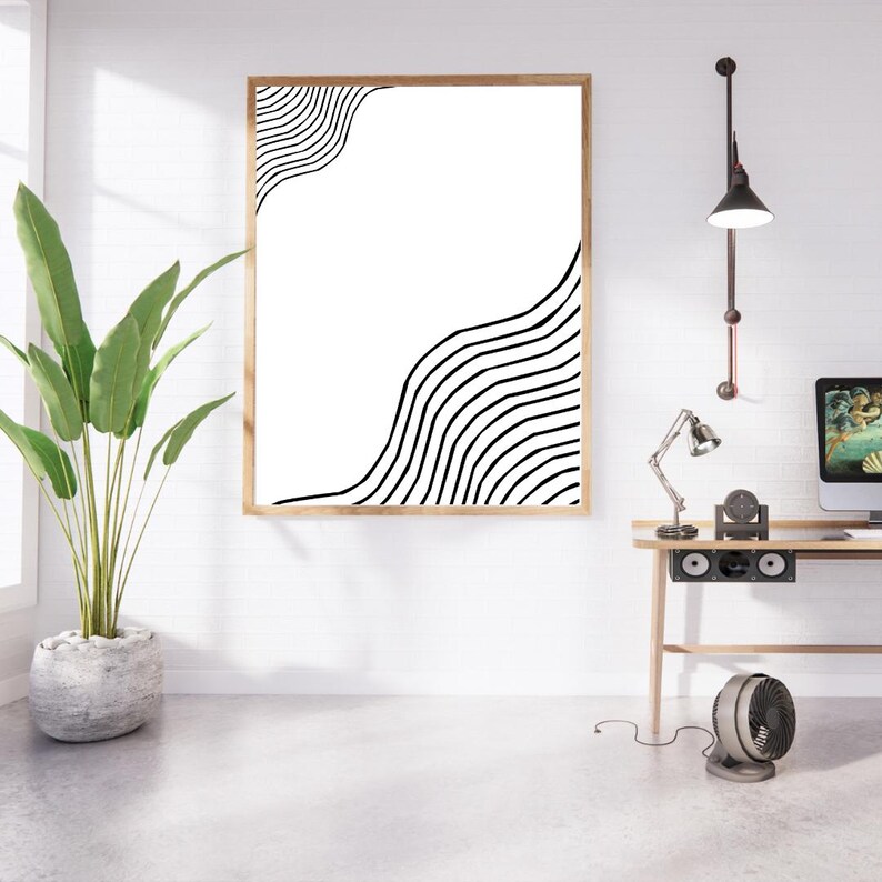 Black and White Line Art Print – Minimalist Geometric Wall Art - Etsy