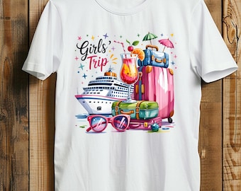 Girls Trip Cruise Shirt Vacation Squad Tee Summer Travel Cocktail Party Shirt Beach Bachelorette Trip T-Shirt