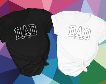 Custom Dad Est Since Year Shirt Minimal Father Tee First Time Dad Gift