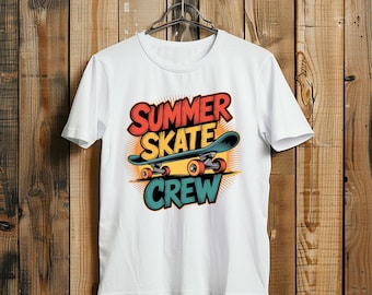 Summer Skate Crew Shirt Retro Skateboard Tee Skater Streetwear Graphic T-Shirt Teen Boys Skate Life Outfit