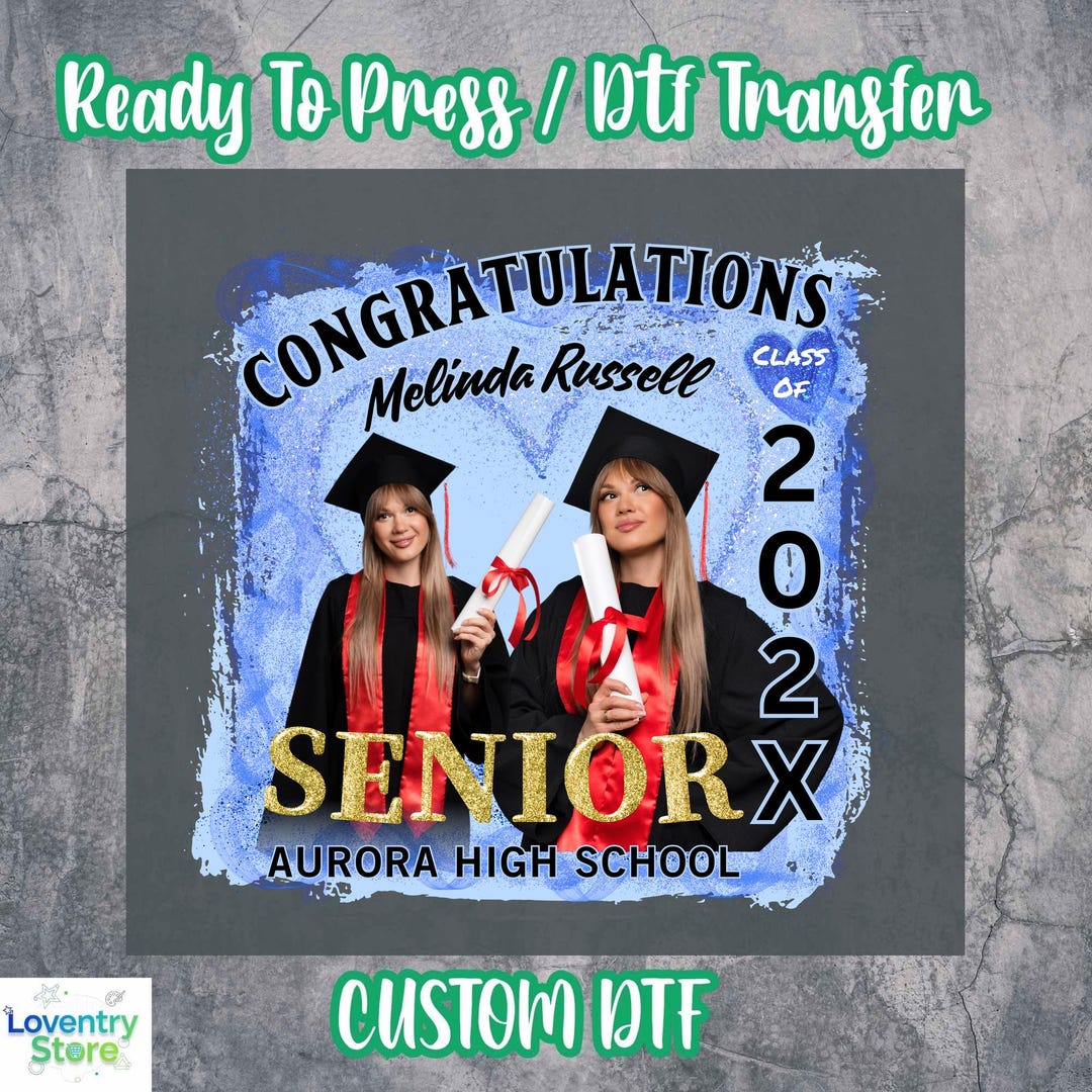 Graduate Transfer Custom Graduation DTF Transfer – Class of 2024, Personalized Grad Cap ...
