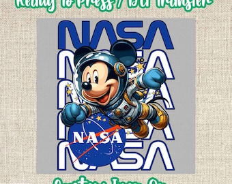 NASA Mickey Astronaut DTF Transfer, Space Explorer Iron On Shirt