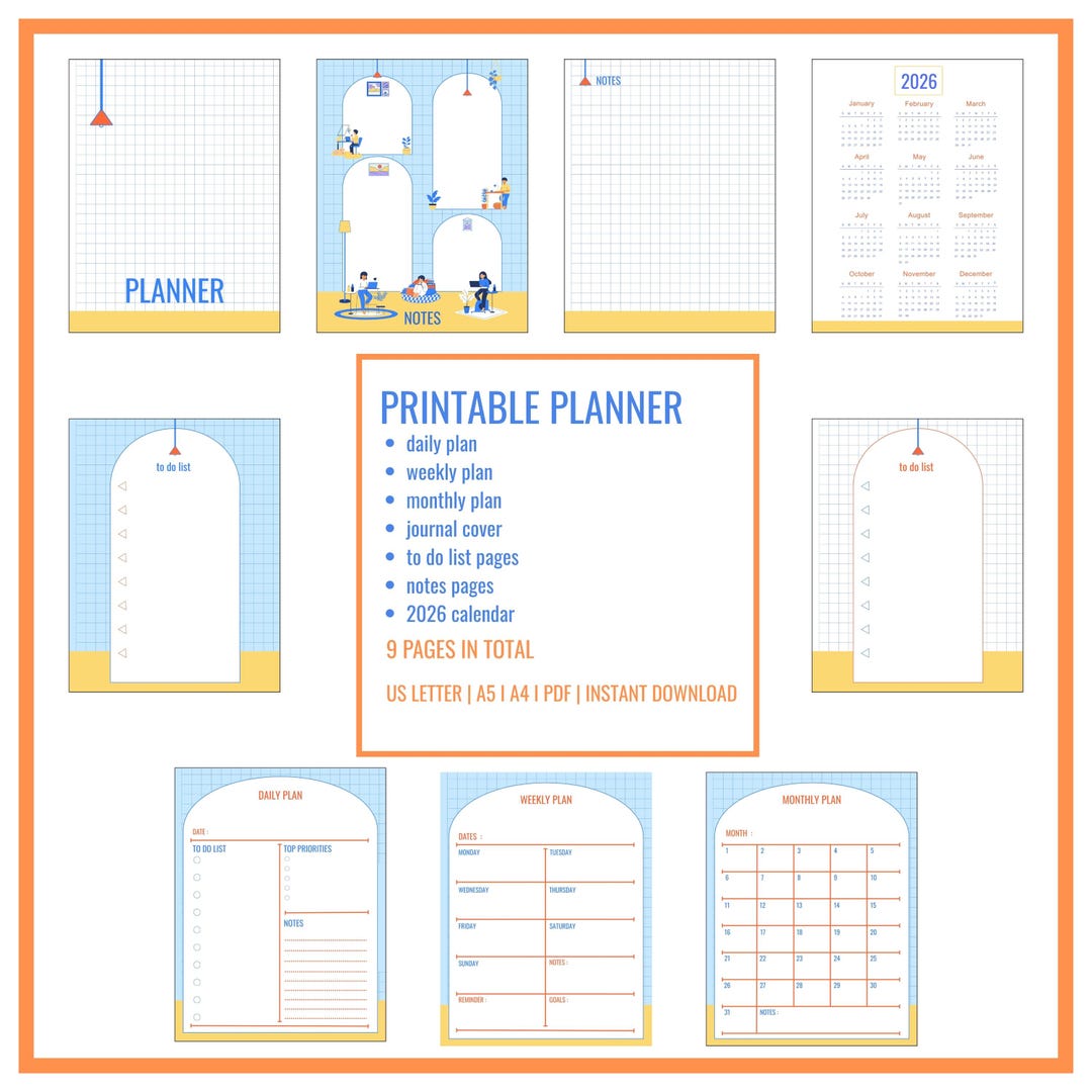 Printable Planner : A4 A5 US LETTER (digital Download)-instant Download ...