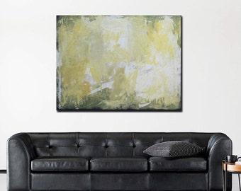 Abstract Painting Abstract Art Black Green Modern Large Wall Art on Canvas Original Art 48x36 Industrial Painting