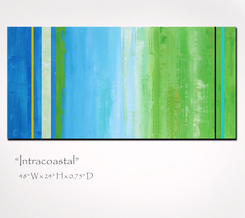 Abstract Painting, Abstract Art in Blue Turquoise and Green , Large