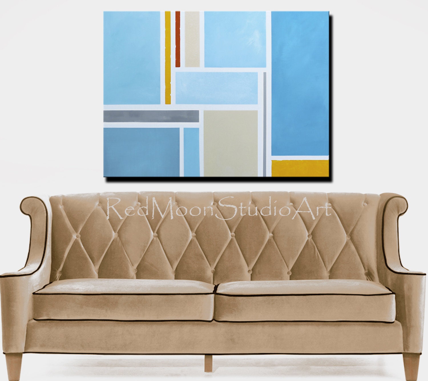 Large Abstract Art Painting Readytohang Stretched Canvas Etsy