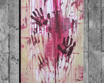 Large Abstract Painting Large Abstract Art 48x24 Dark Art Red Abstract Painting  Gothic Large Painting Large Wall Art Original Canvas Modern