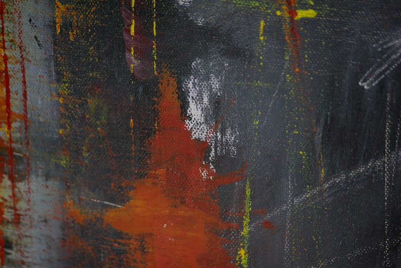 Painting Abstract Art Orange and Gray Large 40x30 Original Etsy