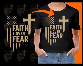 Bandera religiosa de EE. UU. con fe sobre el miedo (PNG), uso comercial gratuito, descarga instantánea