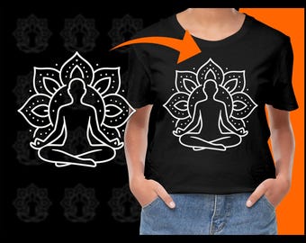 Meditation Yoga Pose Mandala Zen Minimal Art PNG, Free Commercial use, Instant Download