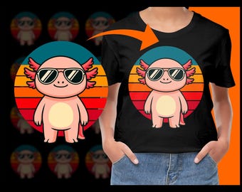 Retro Axolotl with Sunglasses PNG, Free Commercial use, Instant Download