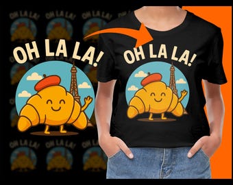 Oh La La Cute Croissant Funny French Vacation PNG, Free Commercial use, Instant Download