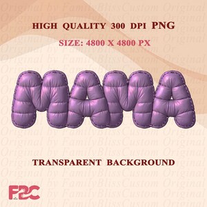 Mama PNG, Violet Purple Color Faux Puff Patch Thrifting Mom PNG's