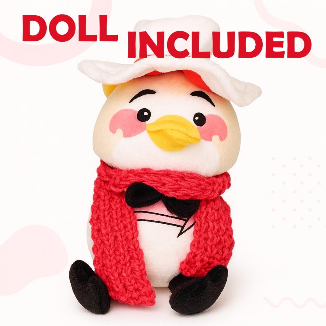 Lucifer Duck Plush: Hazbin Hotel Inspired Toy With Hot Pink Knitted ...