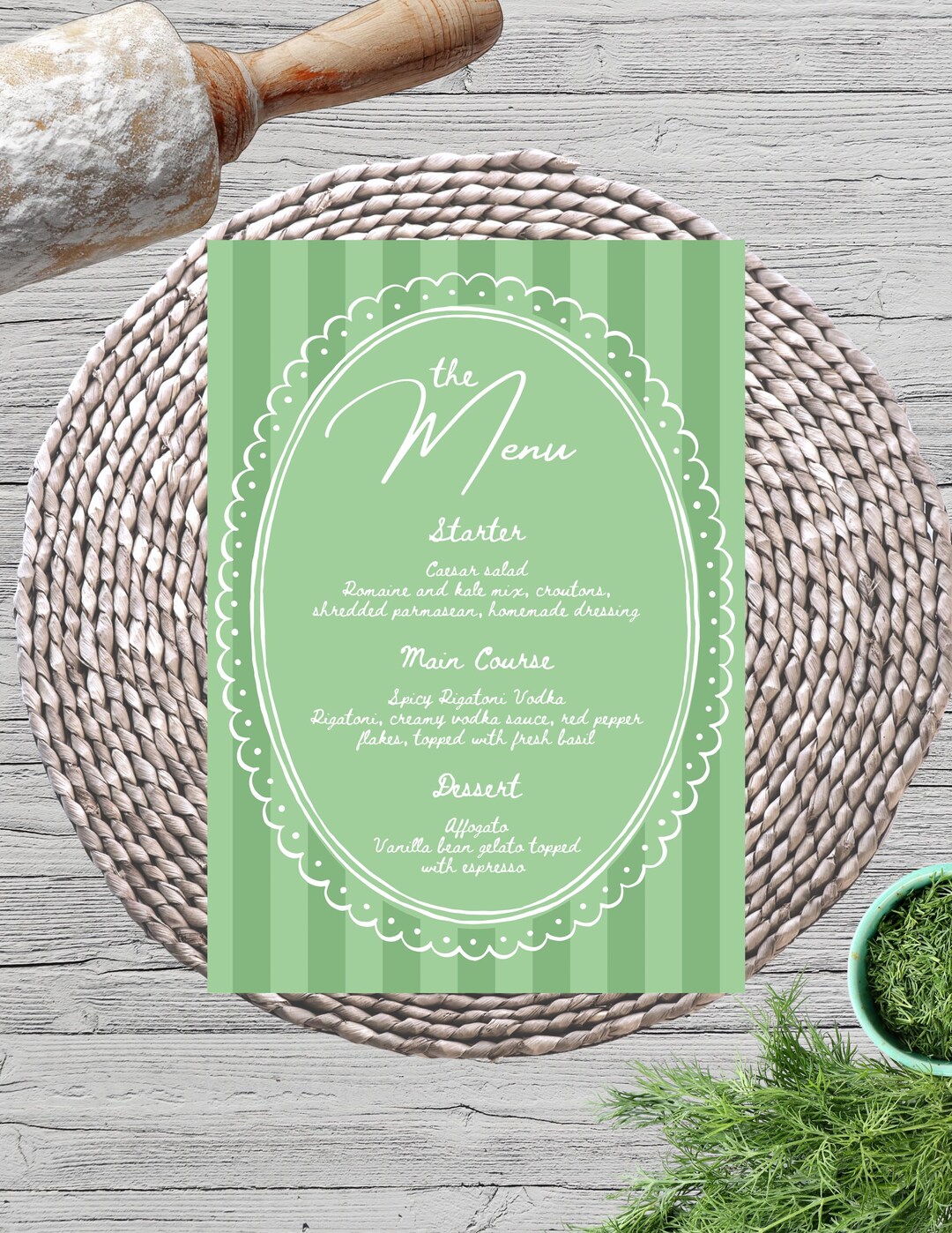 Event Menu Card Example Green Event Menu Card Template, Party Hosting (canva Downloadable ...