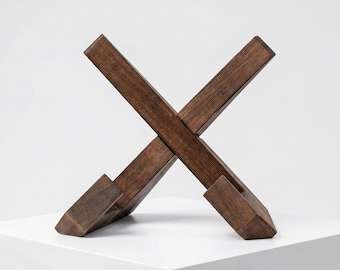 Rustic Wooden Cookbook Stand | Interlocking Recipe Tablet Holder