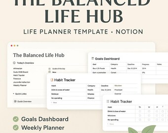 The Balanced Life Hub - Mall för Notion Life Planner