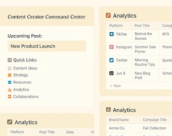 Notion Social Media Planer | Content Ersteller Dashboard (Digitaler Download)