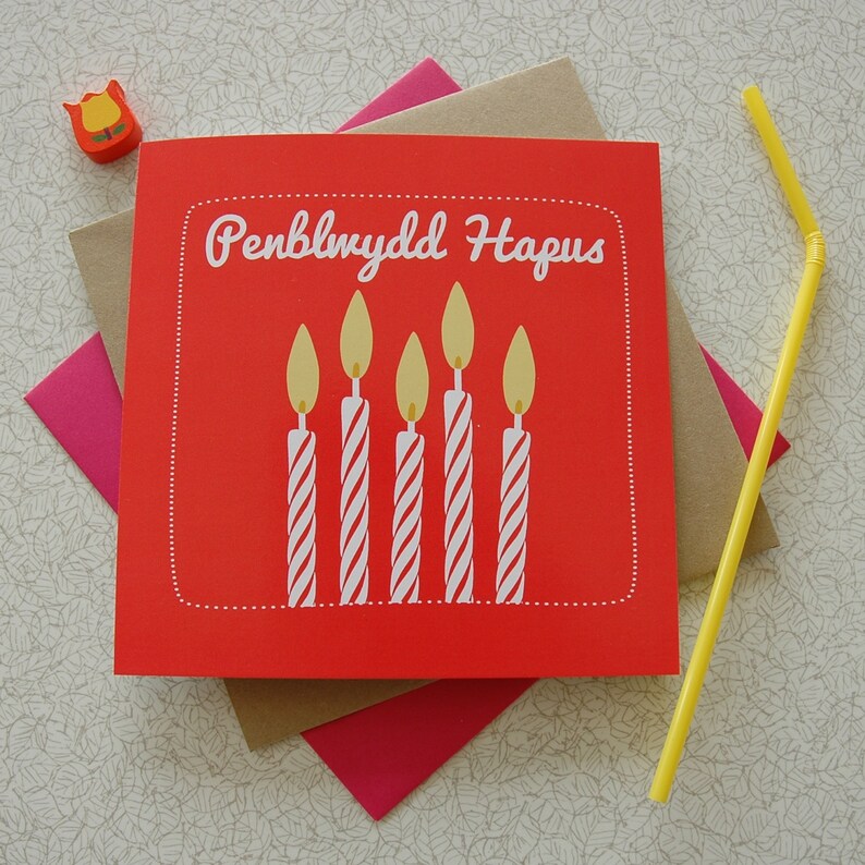 Welsh Greeting Card Birthday Card With a Candle Design Etsy UK