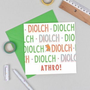 Galês Obrigado Professor Cartão, Cerdyn Diolch Athro, Cardiau Cymraeg. Cartão de professor de Galês