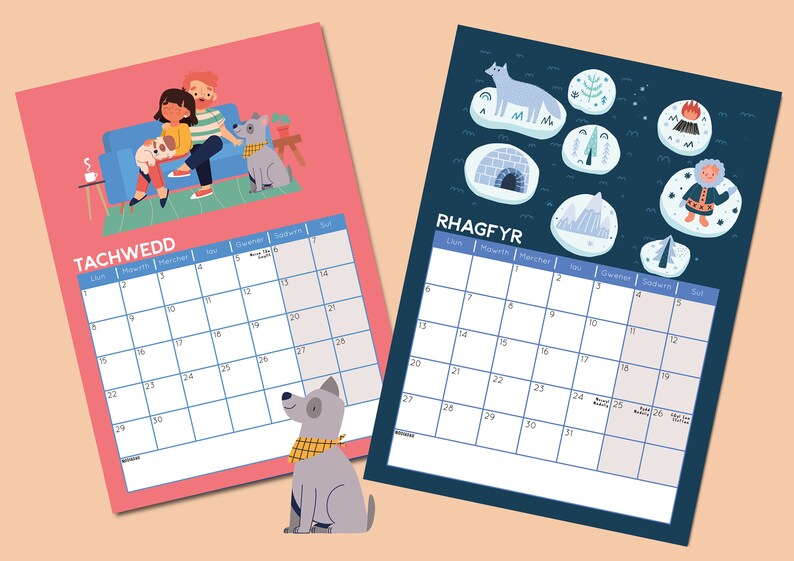 FREE UK POSTAGE Welsh Calendar Welsh Language Calendar/ Etsy