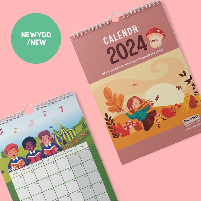 Welsh Language Calendar 2024 Calendr Cymraeg 2024 Calendr Etsy UK