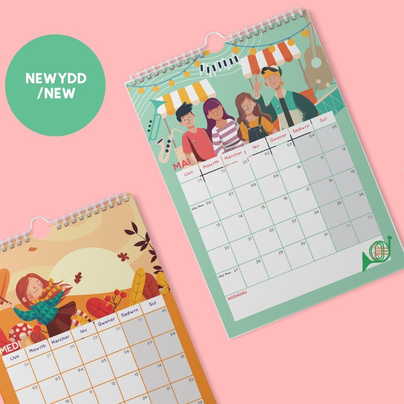 Welsh Language Calendar 2024 Calendr Cymraeg 2024 Calendr Etsy UK