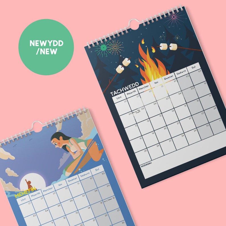 Welsh Language Calendar 2024 Calendr Cymraeg 2024 Calendr Etsy UK