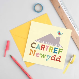 Carte galloise pour la nouvelle maison, carte Cartref Newydd en gallois