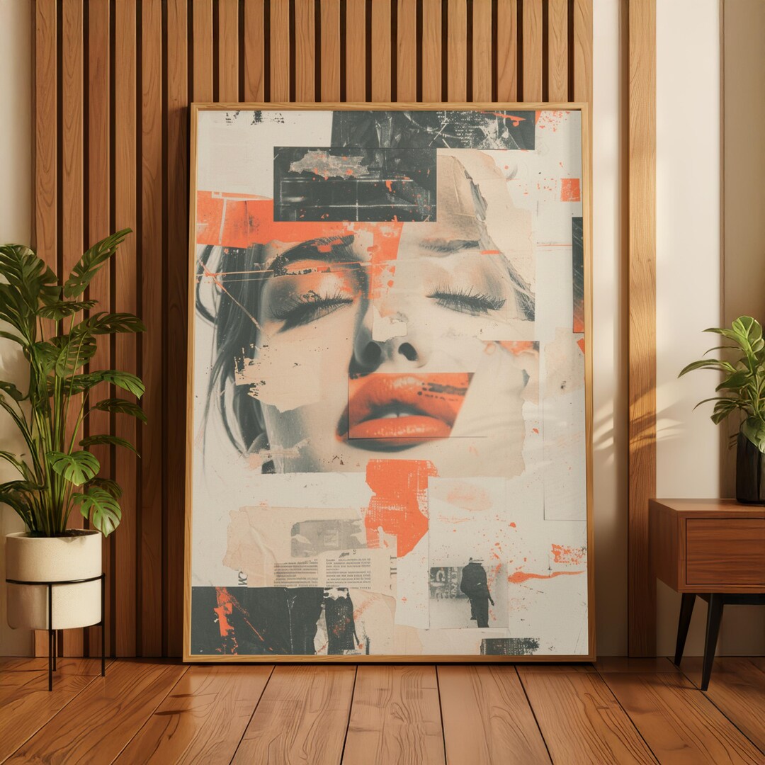 Abstract Collage Portrait Printable Wall Art | Woman Portrait Digital ...